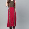 Women's Dark Pink Colour Foil Print Straight Crepe Kurta With Pant / Kurta Set