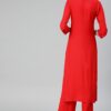 Women's Red Colour Khadi Print Straight Rayon Kurta - Image 2
