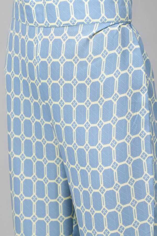 Women's Blue Color Screen Print Straight Kurta with Pant - Image 6