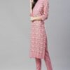 Women's Pink Color Digital Printed Straight Kurta with Pant - Image 2