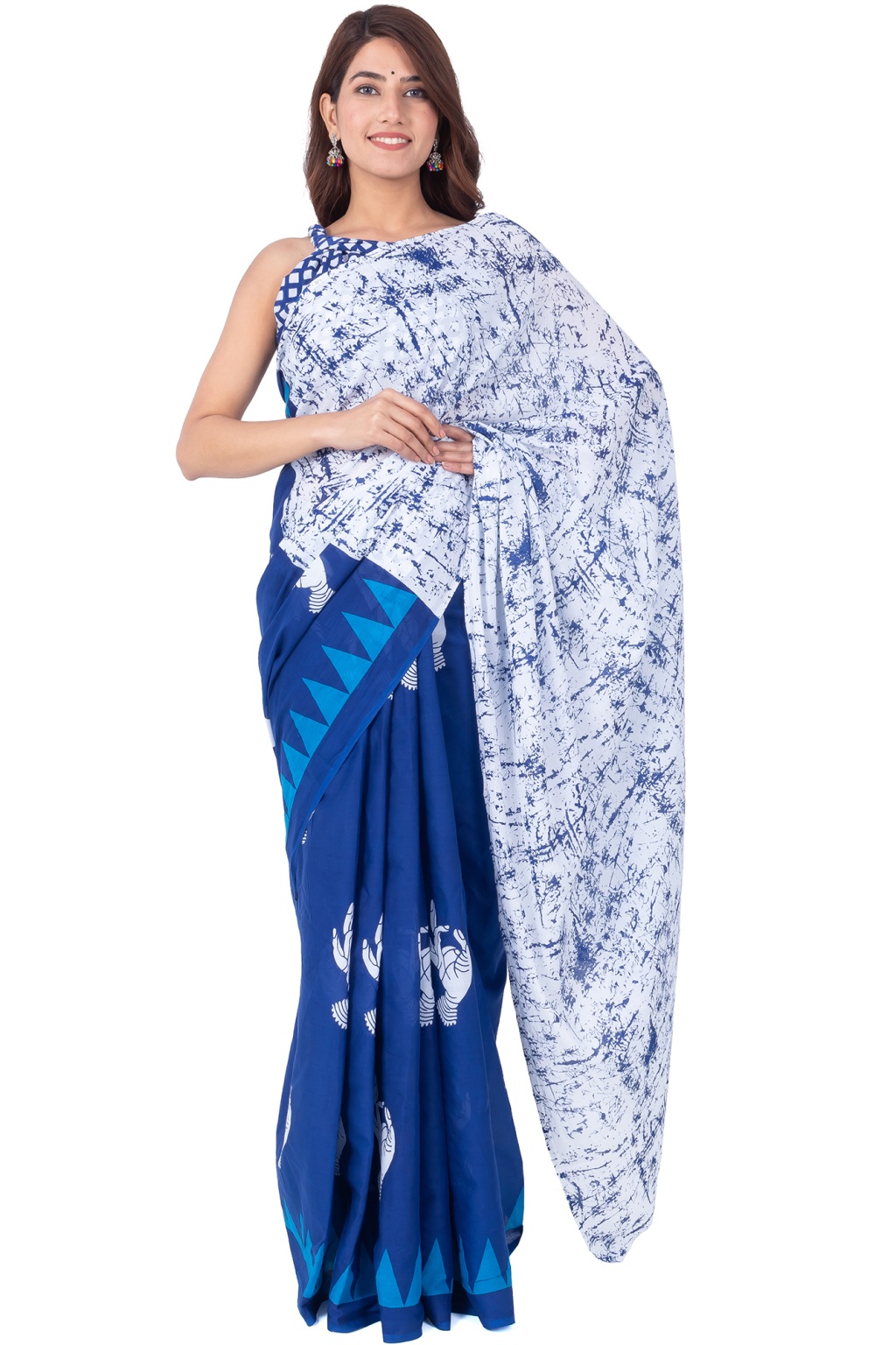 Buy Suta White Cotton Floral Print Saree Without Blouse for Women Online @  Tata CLiQ