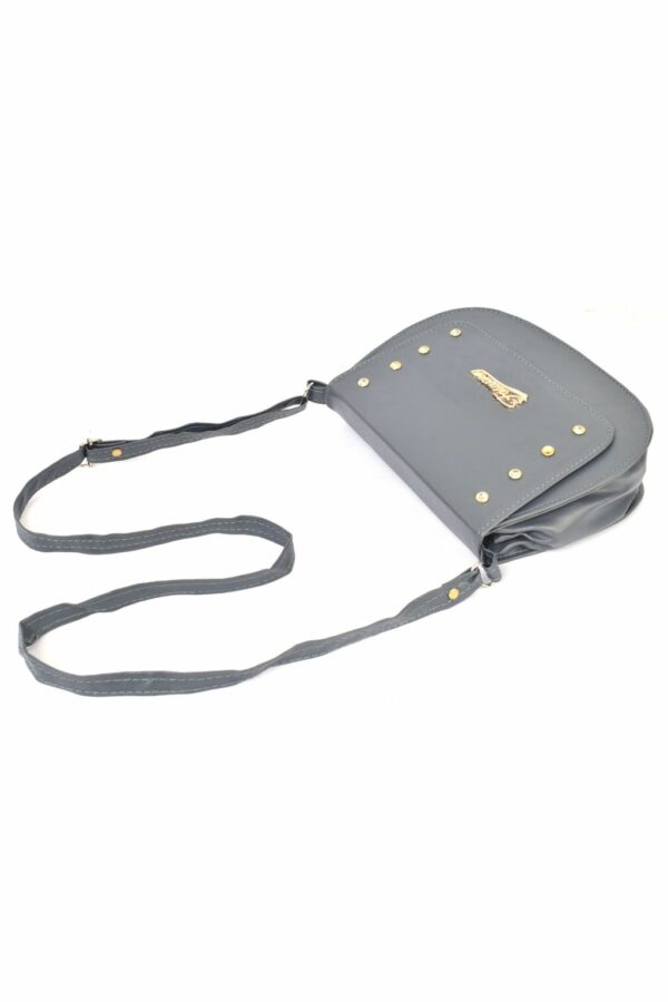 Cute Grey Colored Sling Purse with Adjustable Strap - Image 5