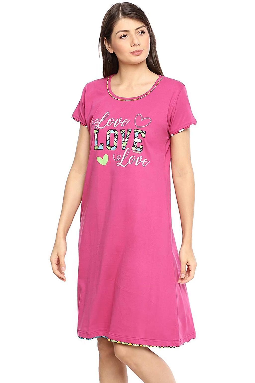 Pink Color Pure Cotton Night Dress-OLIVE132P