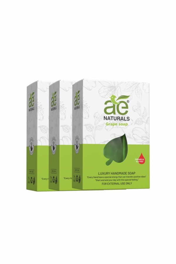 AE Naturals Handmade Grape Soap With Glycerine Paraban Free 100g Pack of 3 - Image 2